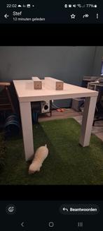 Houten witte eettafel, Ophalen of Verzenden, Gebruikt