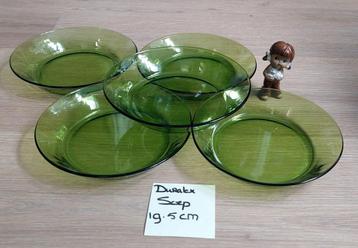 5 Duralex vintage glazen diepe soep pasta borden  beschikbaar voor biedingen