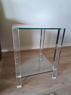 Glazen bijzettafeltje, Huis en Inrichting, Tafels | Bijzettafels, Glas, Rond, 45 tot 60 cm, Minder dan 55 cm