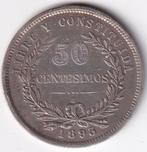 Uruguay 50 centesimos 1893 (zilver), Ophalen of Verzenden, Zuid-Amerika, Losse munt, Zilver