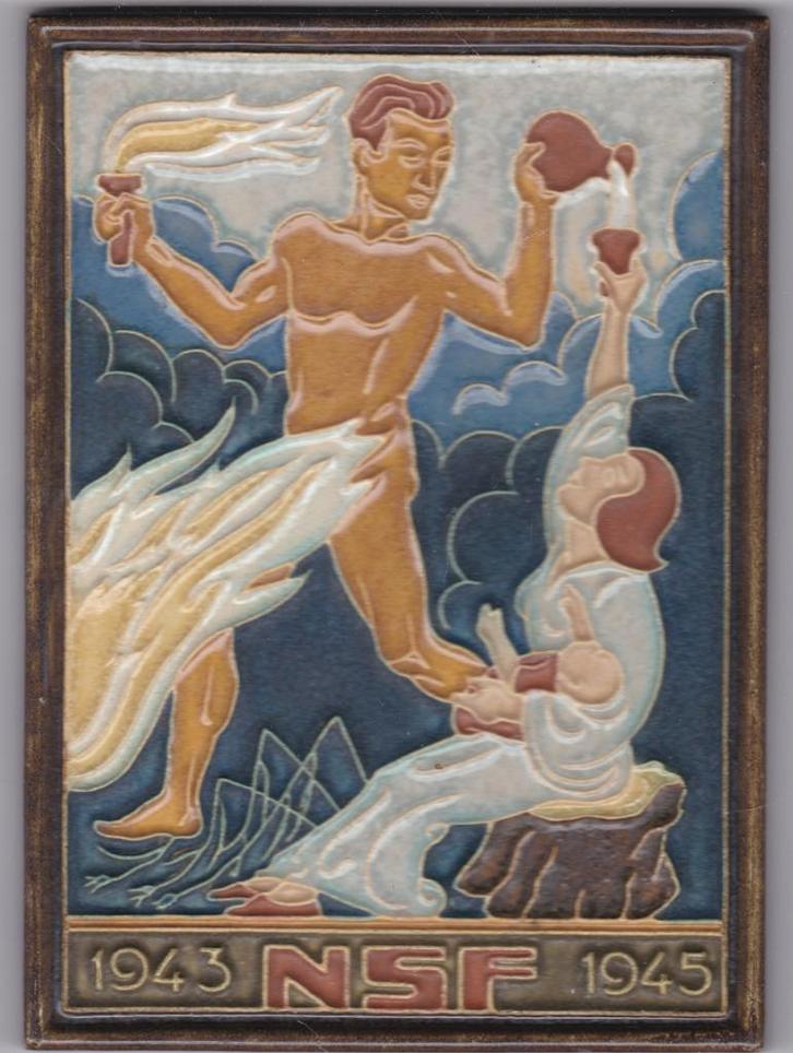 Porceleyne Fles cloisonné tegel: NSF, Antiek en Kunst, Antiek | Wandborden en Tegels, Ophalen of Verzenden