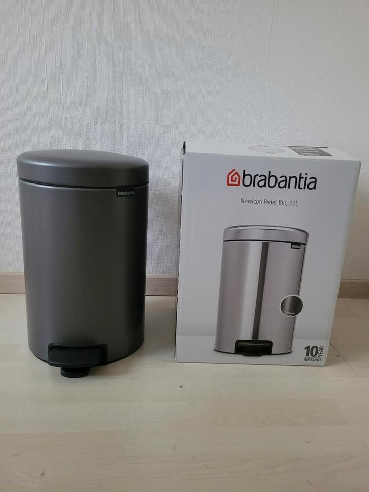 Nieuwe BRABANTIA prullenbak antraciet grijs platinum 12 L, Huis en Inrichting, Woonaccessoires | Prullenbakken, Nieuw, Minder dan 50 cm