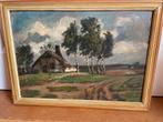 Schilderij: Landschap met huis en bomen, Antiek en Kunst, Ophalen