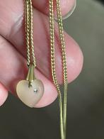 Prachtige vintageketting am double met glazen hart hanger, Met kristal, Overige materialen, Ophalen of Verzenden, Zo goed als nieuw