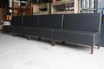 Lange eetkamerbank wandbank zwart (4 delen) horeca 480 cm., Huis en Inrichting, Stoelen, Ophalen, Gebruikt, Zwart, Leer