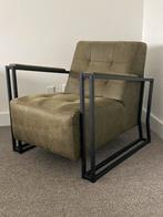 Leferen fauteuil fa. Hout & Staal, Huis en Inrichting, Fauteuils, Ophalen, Gebruikt, 75 tot 100 cm, Metaal