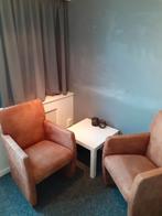 2 zeer mooie suède lederen fauteuils., Huis en Inrichting, Fauteuils, Ophalen, Minder dan 75 cm, Leer, Zo goed als nieuw