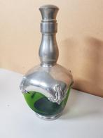glazen fles met metalen versierde bovenkant, Ophalen of Verzenden
