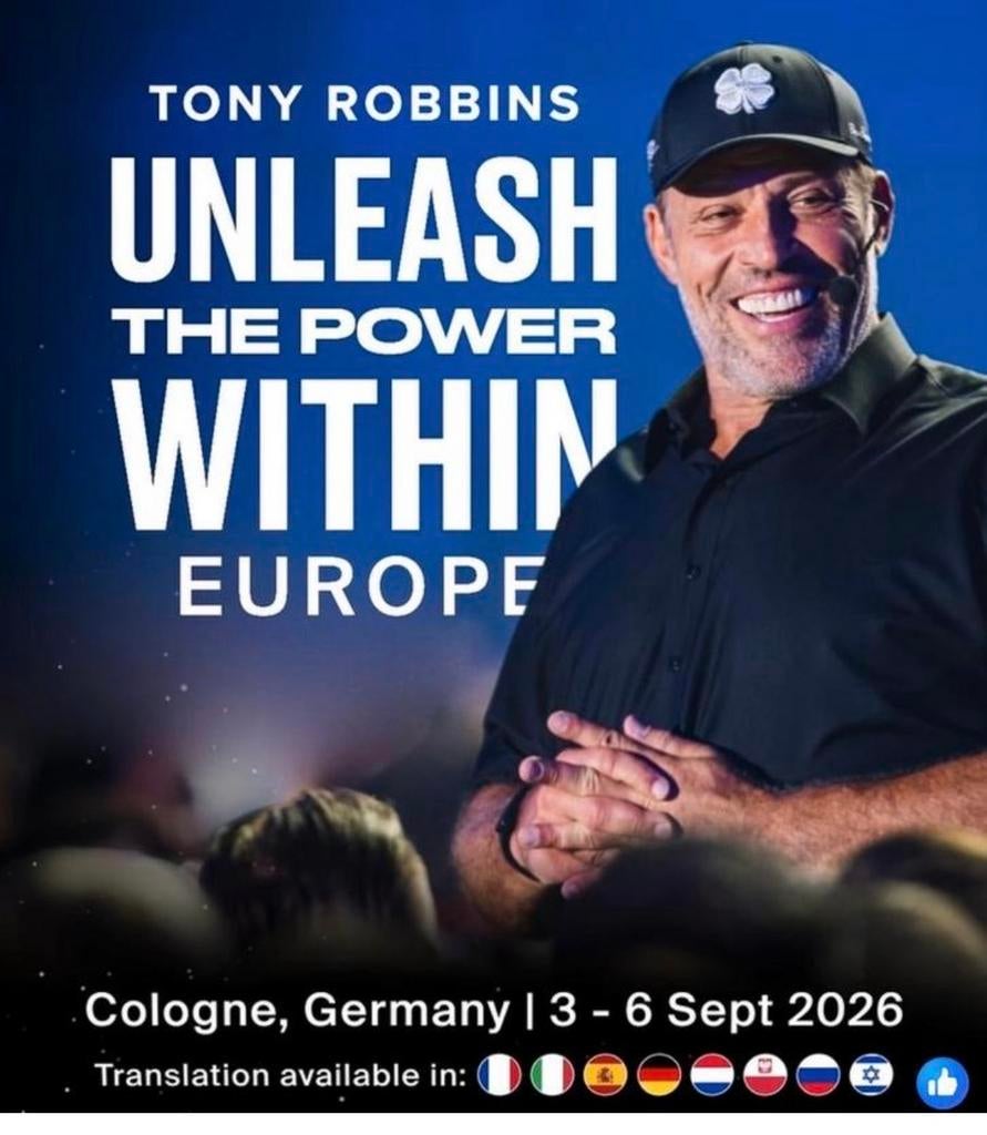 UPW Tony Robbins Keulen 3-6 sept 2026 Golden tickets, Tickets en Kaartjes, Evenementen en Festivals, Twee personen
