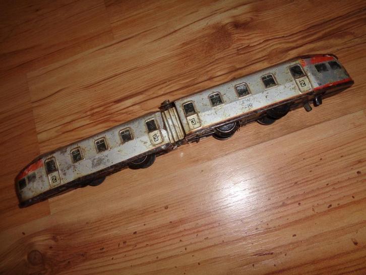 Speelgoed trein mat34 jaren 30 spoorwegen, Antiek en Kunst, Curiosa en Brocante, Verzenden