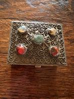 Antieke zilveren filigraan doos met stenen, Ophalen of Verzenden