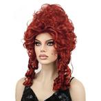 Marie Antoinette burlesque pruik rood kort met pijpekrullen, Verzenden, Nieuw, Pruik of Haarverlenging