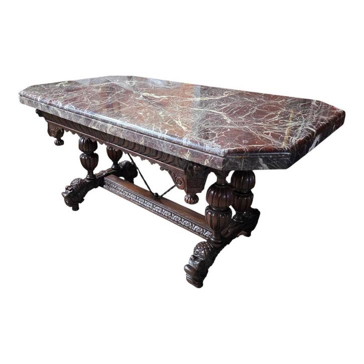 Zeer unieke antieke Franse dolfijne eettafel, Antiek en Kunst, Antiek | Meubels | Tafels, Ophalen of Verzenden