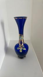 Boheems Glas Vaas Kobaltblauw Vintage Tsjechië, Antiek en Kunst, Ophalen of Verzenden