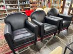 3x engelse muylaert engelse club fauteuils zwart leer, Huis en Inrichting, Fauteuils, Ophalen of Verzenden, Zo goed als nieuw