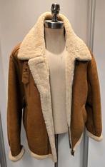Heren lammy coat pilotenjas - maat L - lamsleer en lamsvacht, Ophalen of Verzenden, Gedragen, Maat 52/54 (L), Bruin