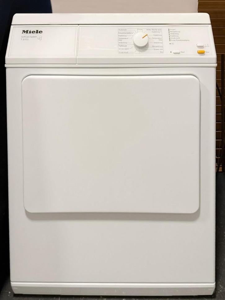 Miele wasdroger SoftCare System T 8703, Witgoed en Apparatuur, Wasdrogers, Gebruikt, Luchtafvoer, Voorlader, 6 tot 8 kg, 85 tot 90 cm