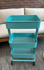 IKEA RÅSKOG Trolley – Turquoise – 3 lagen – Op wieltjes, Ophalen, Zo goed als nieuw