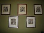 5x Antieke druk van oude beroepen in mooie lijst 27x34, Ophalen of Verzenden