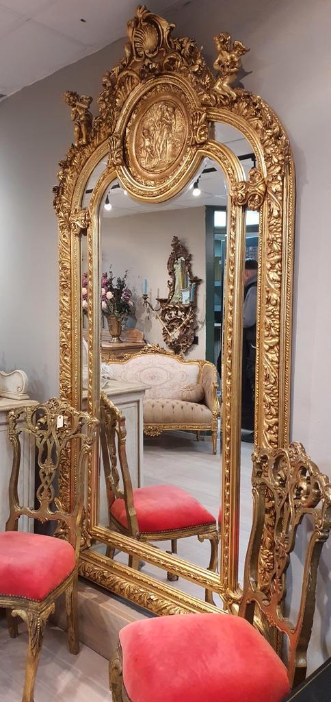 Prachtige Goudkleurige Barok spiegel XXL, Huis en Inrichting, Woonaccessoires | Spiegels, Ophalen of Verzenden