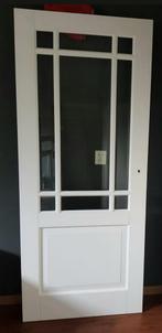 Houten opdek binnen deur met facet glas ruiten (201,5 x 85), Doe-het-zelf en Verbouw, Deuren en Horren, Ophalen, 80 tot 100 cm