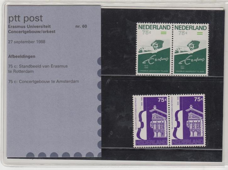 Postzegelmapje Erasmus Universiteit en Concertgebouw, Postzegels en Munten, Postzegels | Nederland, Postfris, Na 1940, Verzenden