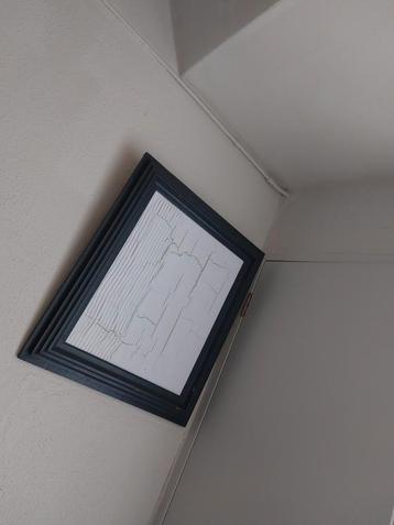 Antiek massief eiken lijst met Japandi 3D abstract kunstwerk beschikbaar voor biedingen