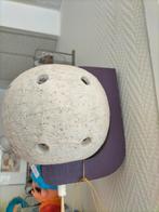 Vintage Wandlamp met Bolvormige Kap hout met aardewerk, Huis en Inrichting, Lampen | Hanglampen, Overige materialen, Gebruikt