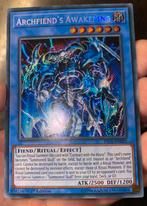 Yu-Gi-Oh! Archfiend’s Awakening FIGA 1st Edition !, Ophalen of Verzenden, Zo goed als nieuw, Losse kaart, Foil