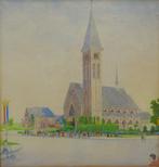 Aquarel Koninginnedag Bussum ca. 1935 bij Heilig Hart Kerk, Antiek en Kunst, Ophalen of Verzenden