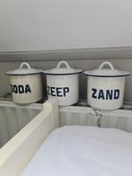 Vintage Emaille Voorraadpotten - Soda, Zeep, Zand, Ophalen of Verzenden, Gebruikt, Pot, Bus of Blik