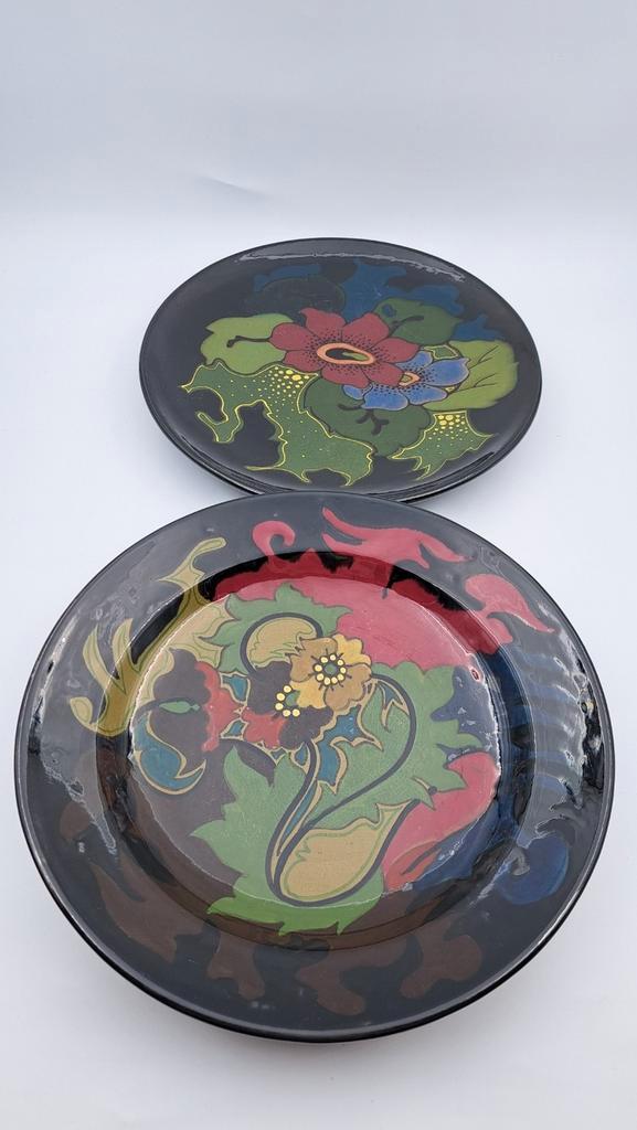 2 glansplatelen wandborden Gouda, Antiek en Kunst, Antiek | Keramiek en Aardewerk, Ophalen of Verzenden