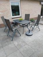 Le Sud Tuinset - 4 stoelen en tafel, Tuin en Terras, Ophalen, 4 zitplaatsen, Gebruikt, Aluminium