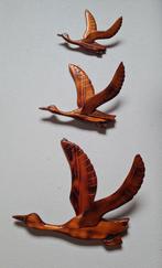 Vintage retro Houten Wandvogels vogels eenden - Set van 3, Ophalen of Verzenden, Gebruikt