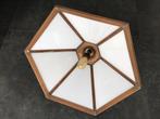 Hanglamp voor boven eettafel, melkglas in geelkoperen frame, Huis en Inrichting, Lampen | Lampenkappen, Ophalen of Verzenden, Gebruikt