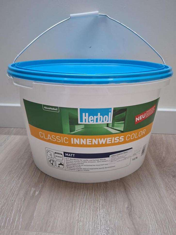 HERBOL latex ral 9016 mat, geadviseerd door schilder!, Doe-het-zelf en Verbouw, Verf, Beits en Lak, Verf, 5 tot 10 liter, Wit