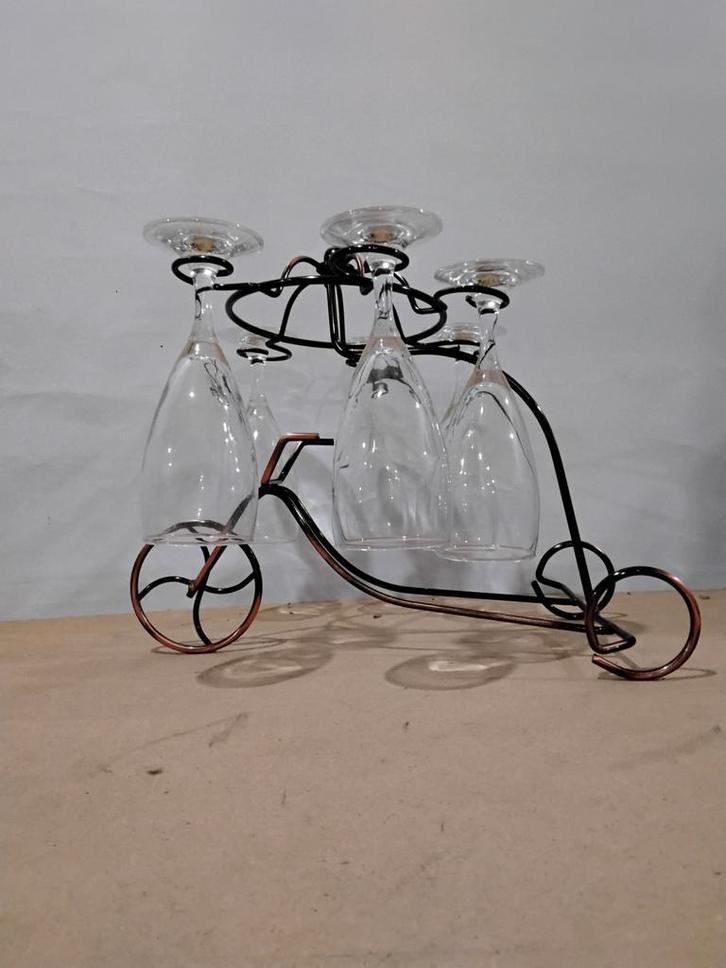 Fiets Glazenhouder - Decoratief en Uniek!, Huis en Inrichting, Woonaccessoires | Wijnrekken, Zo goed als nieuw, Minder dan 50 cm