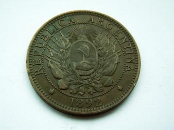 Argentinie.  2 Centavos - 1892 beschikbaar voor biedingen
