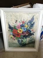 leuk olie schilderijtje stilleven bloemen origineel, Ophalen of Verzenden