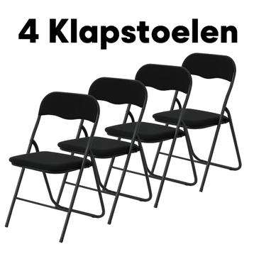 Klapstoelen Set van 4 – Fluwelen Vouwstoelen – Zwart beschikbaar voor biedingen