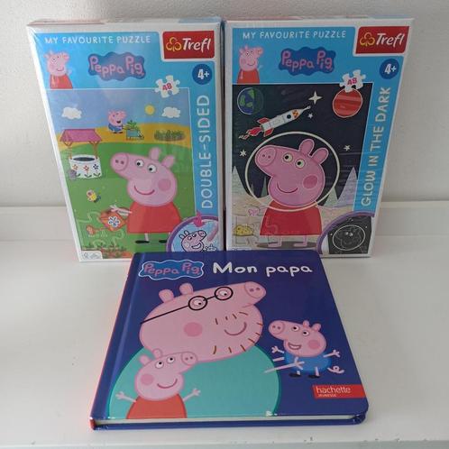 Peppa Pig, 2 puzzels en een boekje, Franstalig, Kinderen en Baby's, Speelgoed | Kinderpuzzels, Zo goed als nieuw, 2 tot 4 jaar