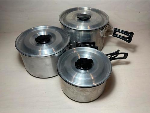 Campingpannen set doorsnee 21, 19 en 17 cm, Caravans en Kamperen, Kampeeraccessoires, Ophalen of Verzenden