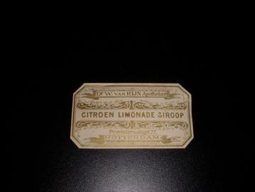 OUD etiket Dr W van Rijn Apotheek citroen limonade siroop beschikbaar voor biedingen