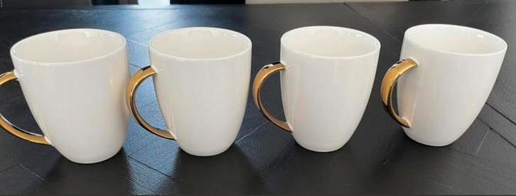 VT wonen 4 mok / mokken wit met gouden oor nieuw in doos, Huis en Inrichting, Keuken | Servies, Nieuw, Kop(pen) en/of Schotel(s)