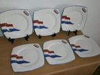 6 geheel gave UNOX gebaksbordjes Unilever Nederlandse vlag, Ophalen of Verzenden, Zo goed als nieuw, Bord(en), Overige stijlen