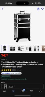 Travli Make Up Trolley - Zwart, Sieraden, Tassen en Uiterlijk, Beautycases, Ophalen, Zwart, Nieuw, Met slot