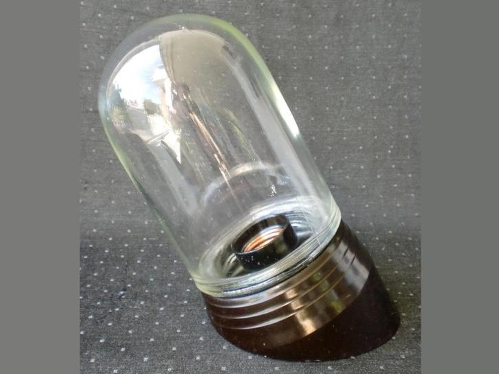 Vintage Scheepslamp/ Wandlamp/ bunkerlamp - glas & kunststof, Antiek en Kunst, Antiek | Lampen, Ophalen of Verzenden