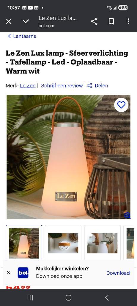 Le Zen Lux Oplaadbare Tafellamp - Sfeerverlichting, Huis en Inrichting, Lampen | Tafellampen, Nieuw, Minder dan 50 cm, Kunststof