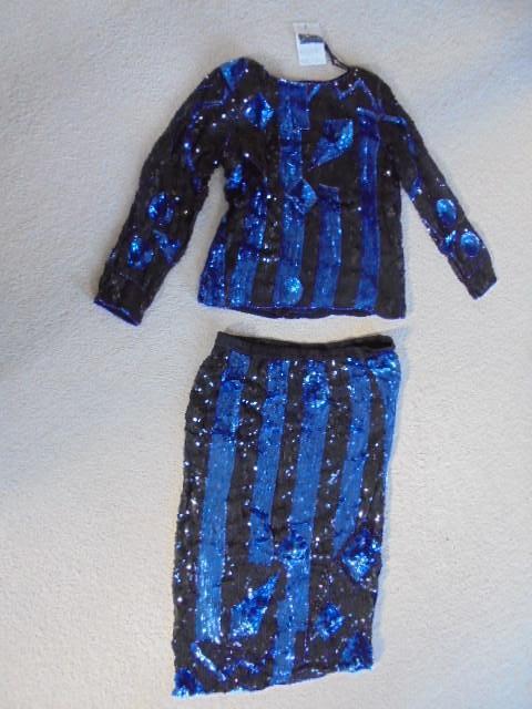 Vintage Jurk met lovertjes - van zijde. (L)., Kleding | Dames, Gelegenheidskleding, Zo goed als nieuw, Cocktailjurk, Maat 42/44 (L)