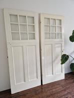 paneeldeuren massief hout, melkglas ruiten, Gebruikt, 80 tot 100 cm, 215 cm of meer, Binnendeur